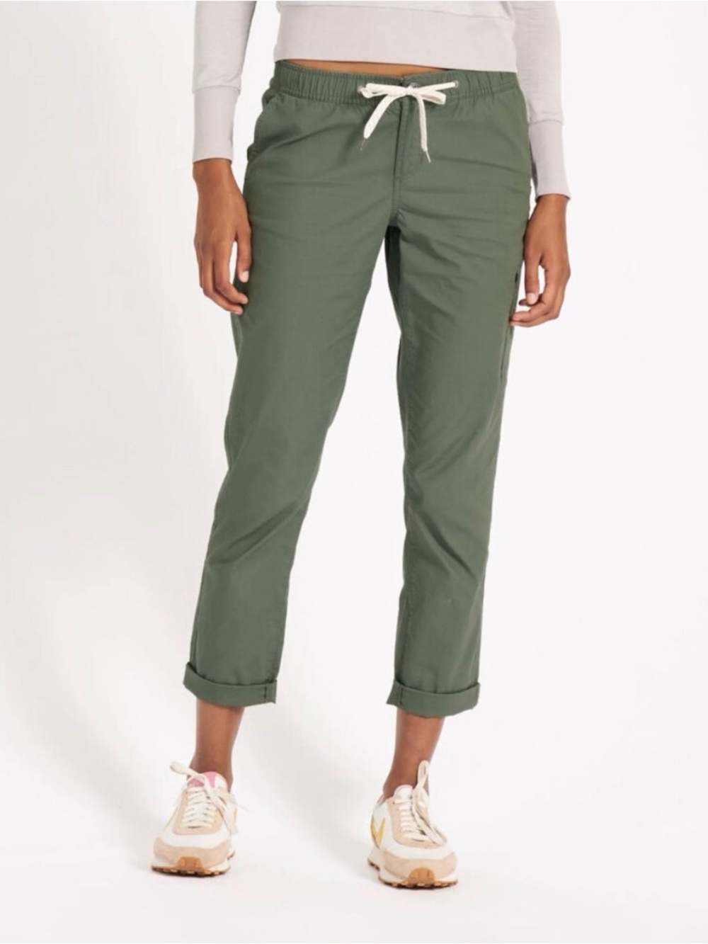 Vuori Olive Green Cropped Drawstring Pants